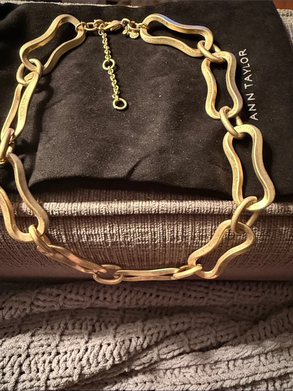 Ann Taylor Gold Sculptural Link Necklace